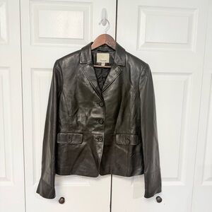 Façonnable Black Lambskin Nappa Leather Blazer Jacket - Size L